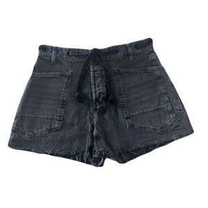 Women's Free People Moxie Slung Barrel Black Denim Shorts Summer Size 30